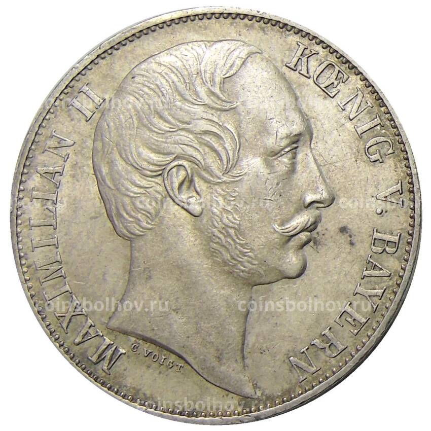 Монета 1 союзный талер 1862 года Германские государства — Бавария