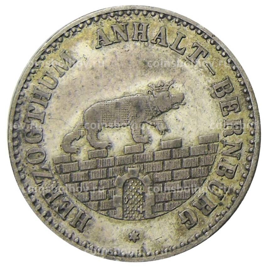 Монета 1/6 талера 1861 года  А Германские государства — Ангальт — Бернбург