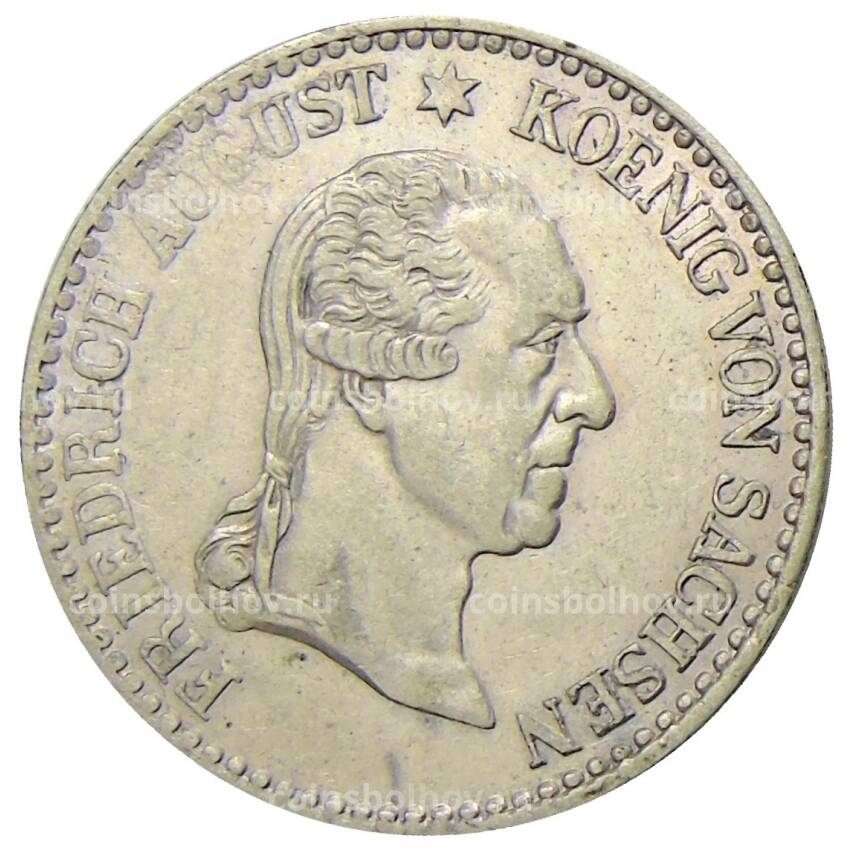 Монета 1/6 талера 1827 года Германские государства — Саксония — Смерть Короля Фридриха Августа I