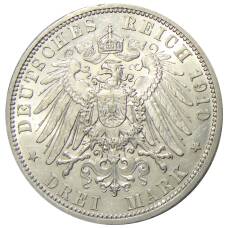 Монета 3 марки 1910 года A Германия (Гессен) (реверс)