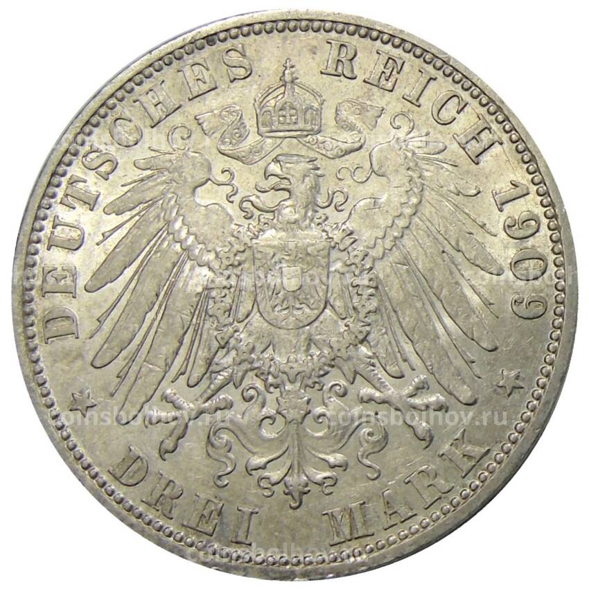 Монета 3 марки 1909 года A Германия (Пруссия) (вид 2)