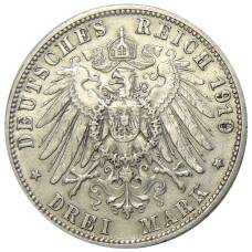 Монета 3 марки 1910 года F Германия (Вюртембург) (реверс)
