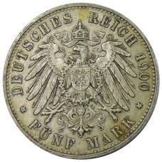 Монета 5 марок 1900 года F Германия (Вюртемберг) (реверс)