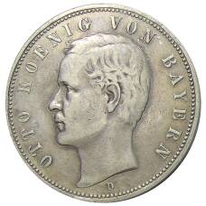 Монета 5 марок 1895 года D Германия (Бавария) (аверс)