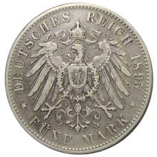 Монета 5 марок 1895 года D Германия (Бавария) (реверс)