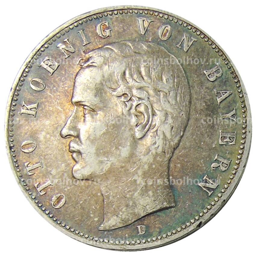 Монета 5 марок 1908 года D Германия (Бавария)