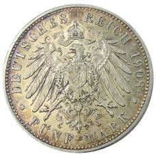 Монета 5 марок 1908 года D Германия (Бавария) (реверс)