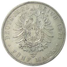 Монета 5 марок 1874 года A Германия (Пруссия) (реверс)