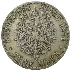 Монета 5 марок 1875 года В Германия (Пруссия) (реверс)