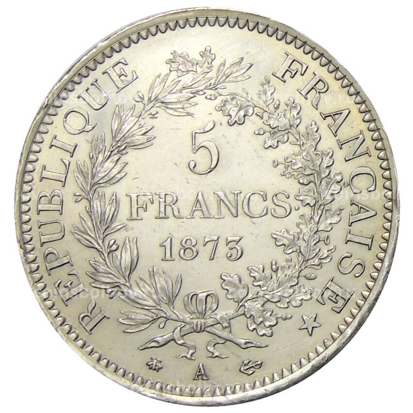 Монета 5 франков 1873 года A Франция — Геркулес