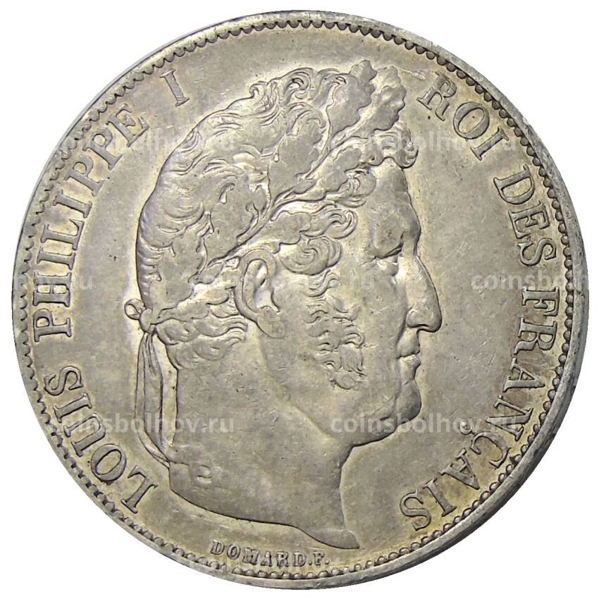 Монета 5 франков 1844 года W Франция (вид 2)