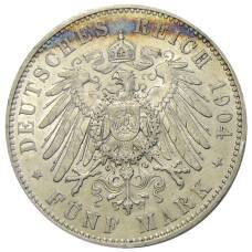 Монета 5 марок 1904 года E Германия (Саксония) (реверс)