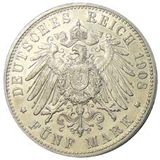 Монета 5 марок 1908 года F Германия (Вюртемберг) (реверс)