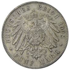 Монета 5 марок 1908 года F Германия (Вюртемберг) (реверс)