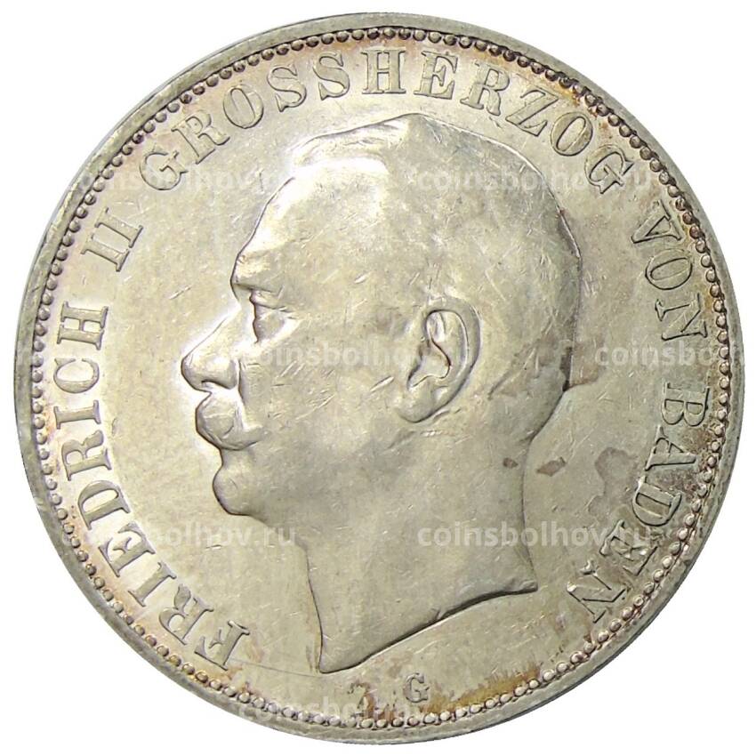 Монета 5 марок 1913 года G Германия (Баден)