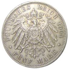 Монета 5 марок 1904 года D Германия (Бавария) (реверс)