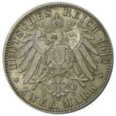 Монета 2 марки 1912 года D Германия (Бавария) (реверс)