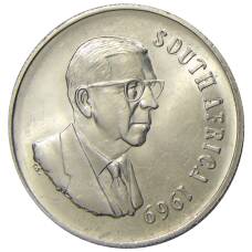 Монета 1 рэнд 1969 года ЮАР — Окончание президентства Теофилуса Дёнгеса (SOUTH AFRICA) (аверс)