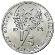 Монета 1/5 угии 1973 года Мавритания (аверс)