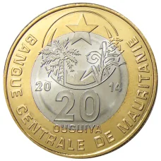 Монета 20 угий 2014 года Мавритания (аверс)