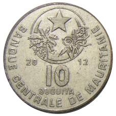 Монета 10 угий 2012 года Мавритания (аверс)