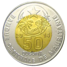 Монета 50 угий 2014 года Мавритания (аверс)