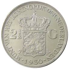 Монета 2 1/2  гульдена 1930 года Нидерланды (аверс)