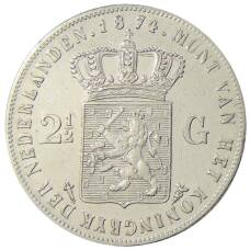 Монета 2 1/2  гульдена 1874 года Нидерланды (аверс)