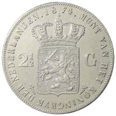 Монета 2 1/2  гульдена 1874 года Нидерланды (аверс)