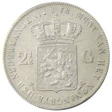 Монета 2 1/2  гульдена 1872 года Нидерланды (аверс)