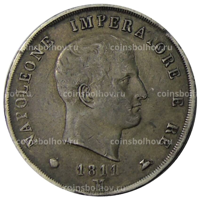 Монета 5 лир 1811 года М Италия