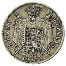 Монета 1 лира 1814 года М Италия (реверс)