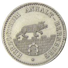 Монета 1/6 талера 1856 года A  Германские государства — Ангальт — Бернбург (аверс)