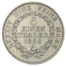 Монета 1/6 талера 1856 года A  Германские государства — Ангальт — Бернбург (реверс)