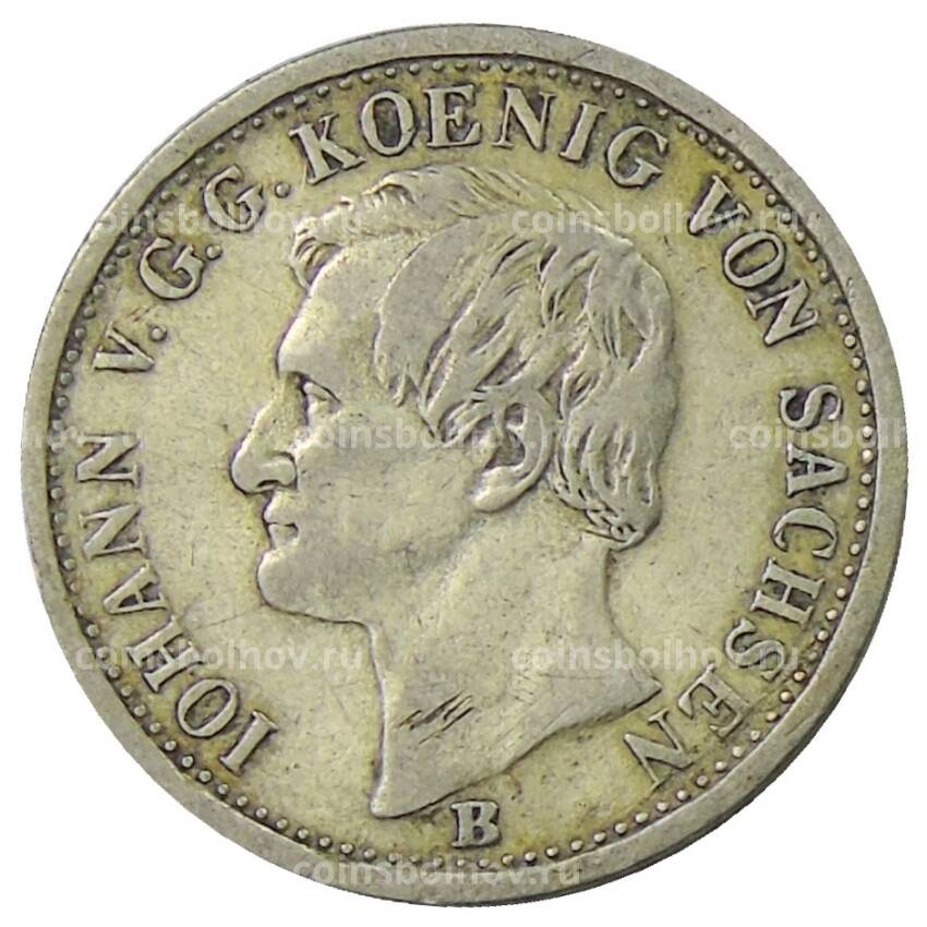 Монета 1/6 талера 1860 года B Германские государства —  Саксония (вид 2)