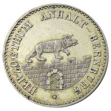 Монета 1/6 талера 1856 года А Германские государства — Ангальт — Бернбург (реверс)