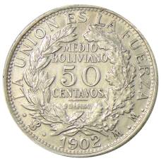 Монета 50 сентаво 1902 года Болвия (аверс)