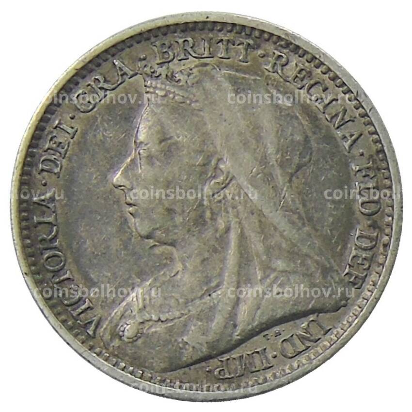 Монета 3 пенса 1893 года Великобритания