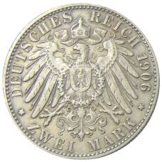 Монета 2 марки 1906 года F Германия (Вюртемберг) (реверс)