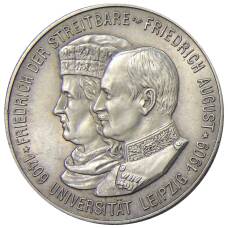 Монета 2 марки 1909 года Германия (Саксония) — 500 лет Лейпцигскому университету (аверс)