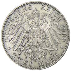 Монета 2 марки 1909 года Германия (Саксония) — 500 лет Лейпцигскому университету (реверс)