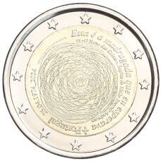 Монета 2 евро 2024 года Португалия «50 лет со дня революции 25 апреля 1974 года» (аверс)