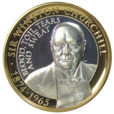 Монета 2 фунта 2015 года Гибралтар — 50 лет со дня смерти Уинстона Черчилля (аверс)