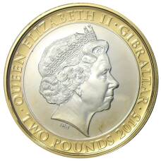 Монета 2 фунта 2015 года Гибралтар — 50 лет со дня смерти Уинстона Черчилля (реверс)