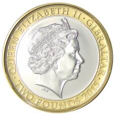 Монета 2 фунта 2015 года Гибралтар — 50 лет со дня смерти Уинстона Черчилля (реверс)