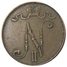 Монета 5 пенни 1908 года Русская Финляндия (реверс)