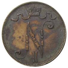 Монета 5 пенни 1906 года Русская Финляндия (реверс)