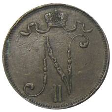 Монета 5 пенни 1901 года Русская Финляндия (реверс)