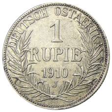 Монета 1 рупия 1910 года J Германская Африка (аверс)