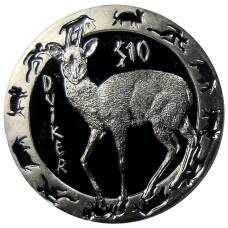 Монета 10 долларов 2008 года Либерия — Дукер (аверс)